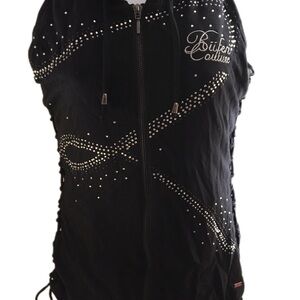 Black Rhinestone Zip-Up Hoodie